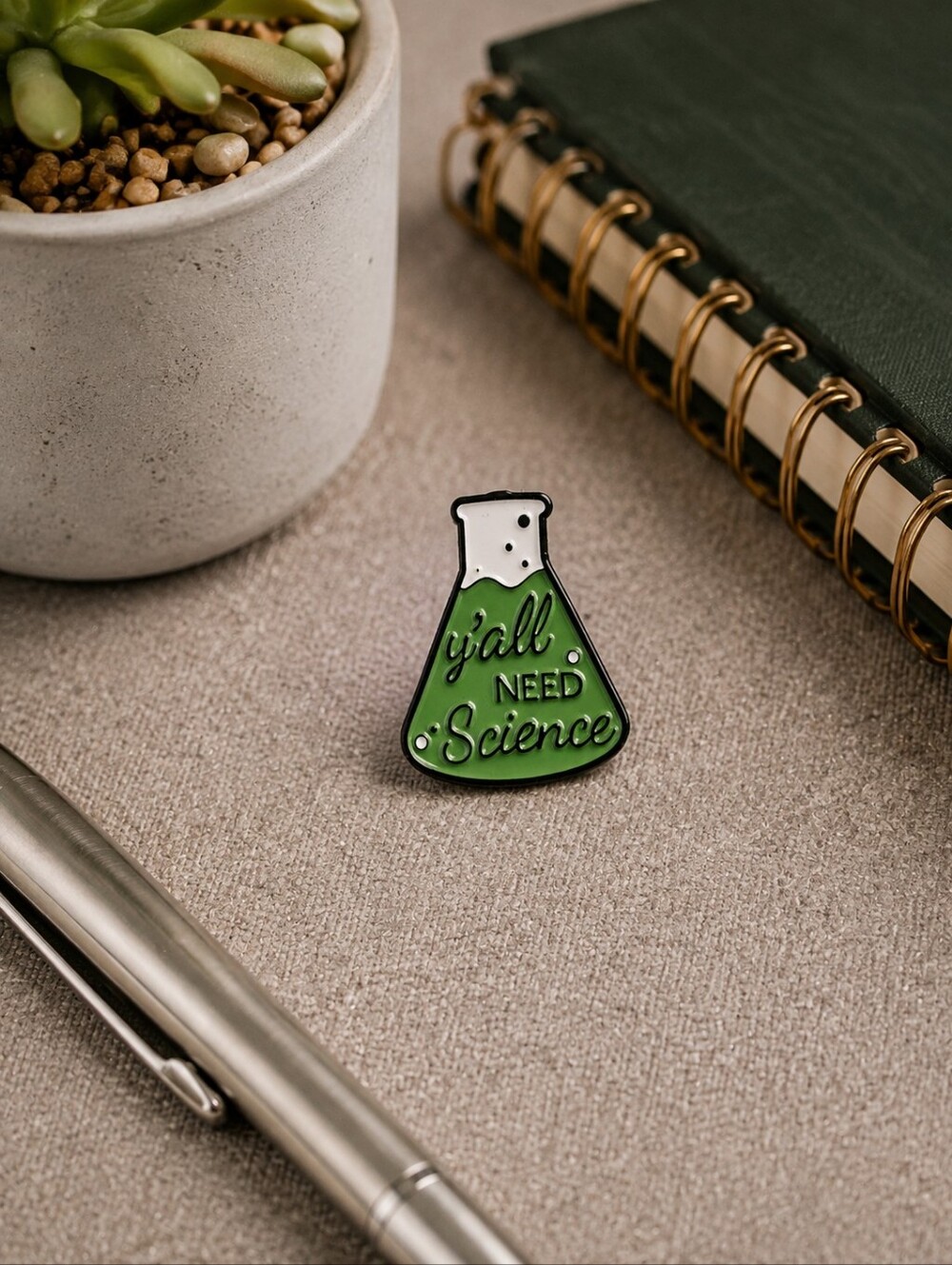 ​"Y'all Need Science" Green Flask Enamel Pin